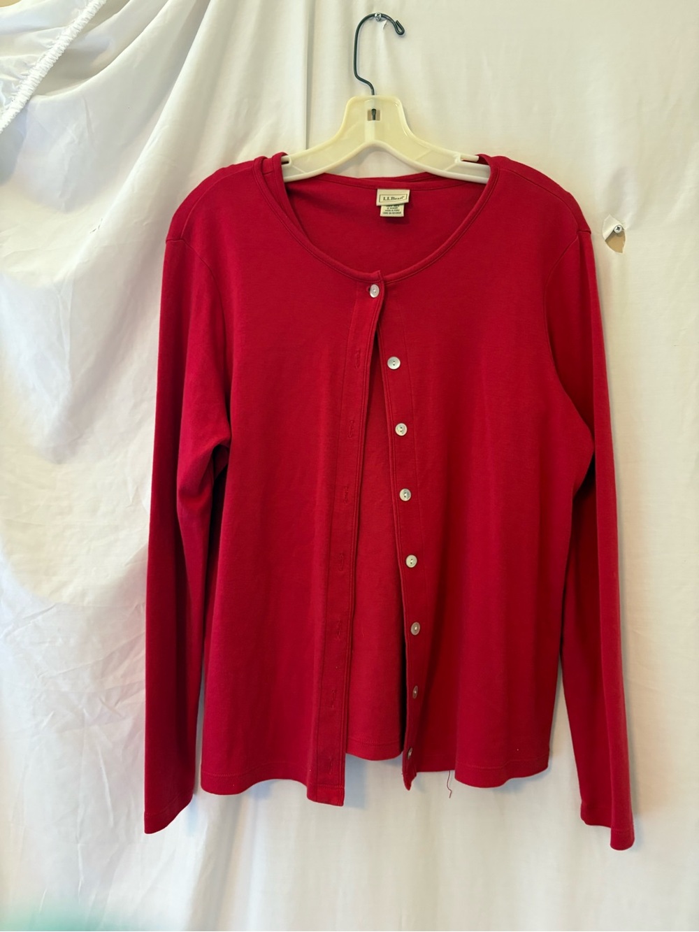 L.L. Bean 2-piece Red Button-Front Long Sleeve Top with Tank